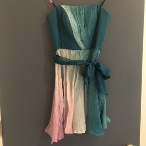 ABS Collection silk mini dress prom or wedding, strapless bodice size 4